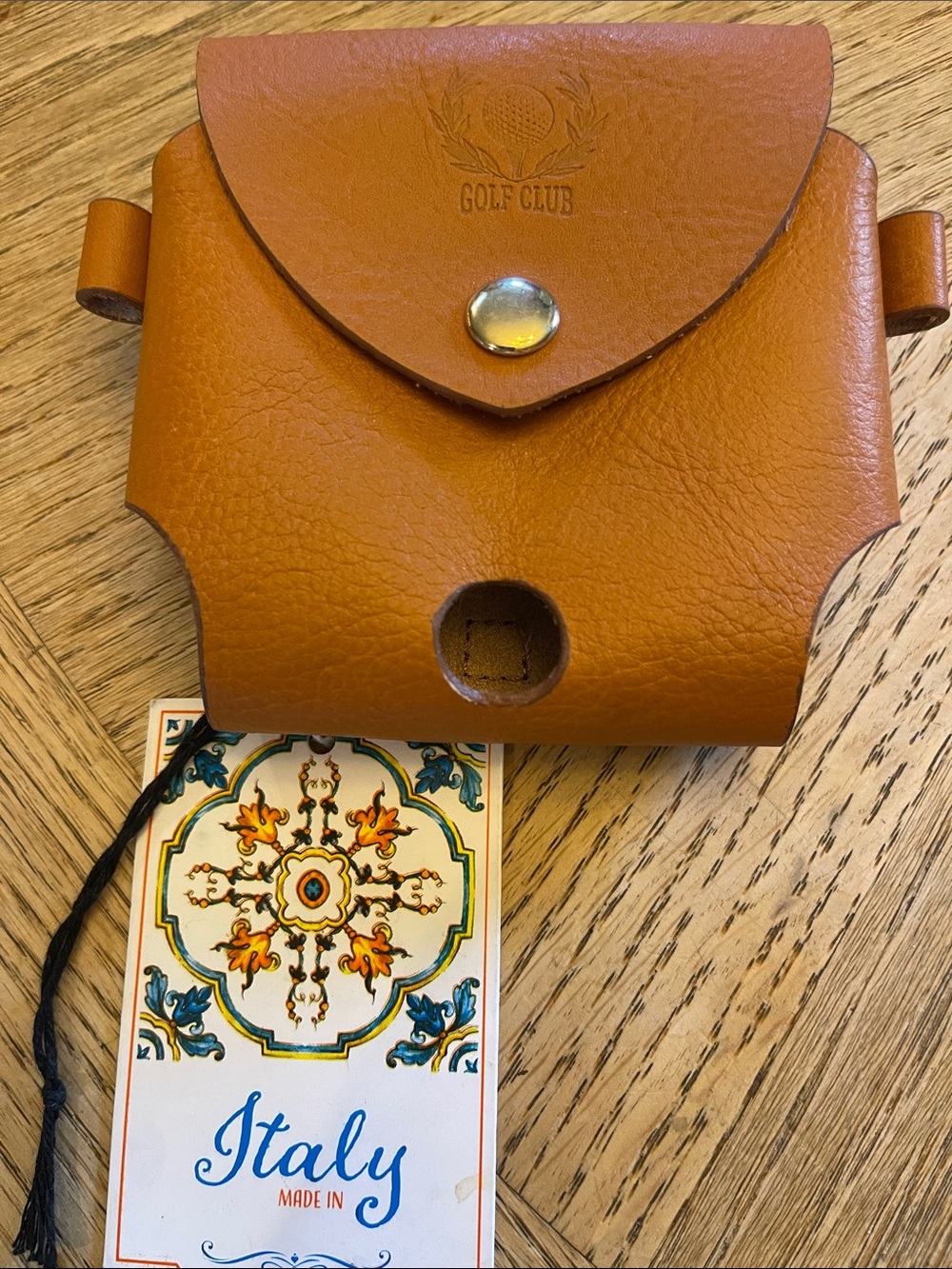 Golf Club Leather Ball & Tee Pouch in Tan